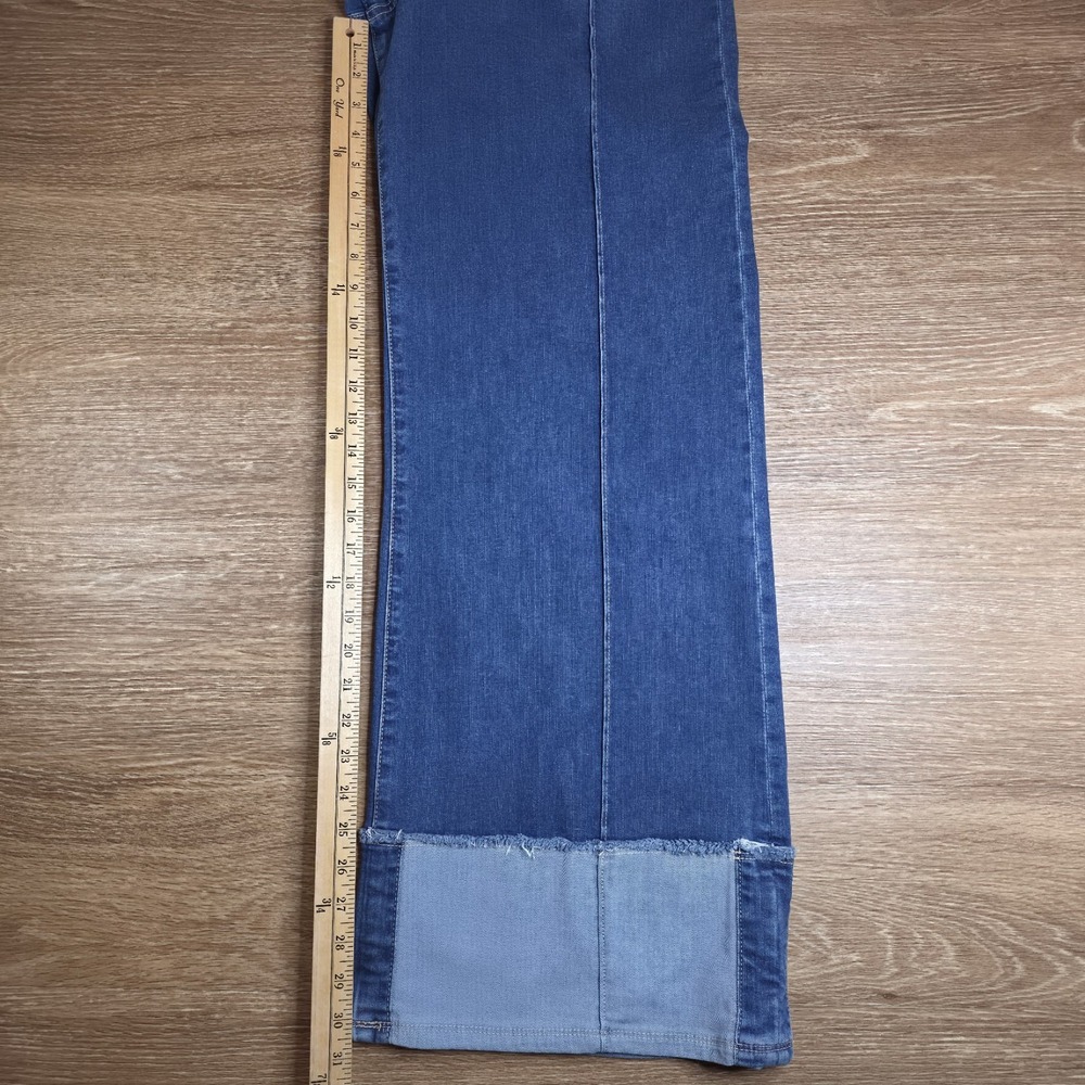 KUT from the Kloth Margo Wide Leg Jeans Women's 10 Blue Cuffed Pintuck High Rise - Picture 6 of 12